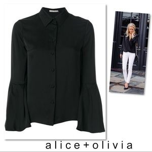Alice + Olivia Tops - Alice + Olivia Myrtle Trumpet Sleeve Silk Blouse L Alice + Olivia Tops - Alice + Olivia Myrtle Trumpet Sleeve Silk Blouse L